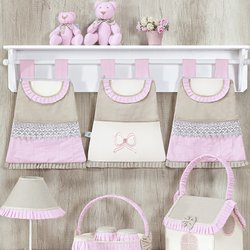 Porta Fraldas Varão Elegance Rosa 100% Algodão 3 Peças Porta Fraldas Varão Elegance Rosa 100% Algodão 3 Peças