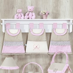 Porta Fraldas Varão + Prateleira Elegance Rosa 5 Peças Porta Fraldas Varão + Prateleira Elegance Rosa 5 Peças