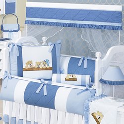 Kit Berço Ursinhos Azul 100% Algodão 9 Peças Kit Berço Ursinhos Azul 100% Algodão 9 Peças