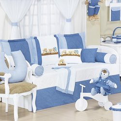 Kit Cama Babá Ursinhos Azul 100% Algodão 8 Peças Kit Cama Babá Ursinhos Azul 100% Algodão 8 Peças