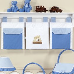 Porta Fraldas Varão Ursinhos Azul 100% Algodão 3 Peças Porta Fraldas Varão Ursinhos Azul 100% Algodão 3 Peças