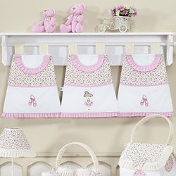 Porta Fraldas Varão Bailarina Rosa 100% Algodão 3 Peças Porta Fraldas Varão Bailarina Rosa 100% Algodão 3 Peças