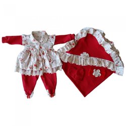 Saída de Maternidade Cristal Vermelho Malha Suedine Saída de Maternidade Cristal Vermelho Malha Suedine