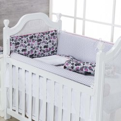 Kit Berço Gatinha Rosa 100% Algodão 9 Peças Kit Berço Gatinha Rosa 100% Algodão 9 Peças
