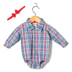 Body de Bebê Manga Longa Xadrez Vermelho e Gravatinha Body de Bebê Manga Longa Xadrez Vermelho e Gravatinha