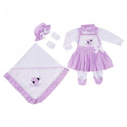 Saída de Maternidade Joaninha Lilás 5 Peças Saída de Maternidade Joaninha Lilás 5 Peças