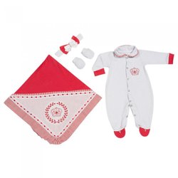 Saída de Maternidade Coroa Real Vermelho Menina 4 Peças Saída de Maternidade Coroa Real Vermelho Menina 4 Peças