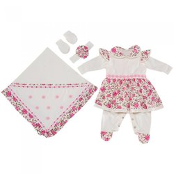Saída de Maternidade Madame Floral Palha 5 Peças Saída de Maternidade Madame Floral Palha 5 Peças
