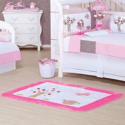 Tapete de Quarto Enxoval Bebê Menina Pelúcia Clarinha Rosa Tapete de Quarto Enxoval Bebê Menina Pelúcia Clarinha Rosa