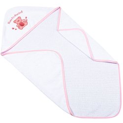 Toalha de Banho Bebê com Capuz Ursinho Rosa Toalha de Banho Bebê com Capuz Ursinho Rosa