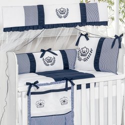 Kit Berço Realeza Azul Marinho 100% Algodão 8 Peças Kit Berço Realeza Azul Marinho 100% Algodão 8 Peças