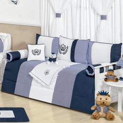 Kit Cama Babá Realeza Azul Marinho 100% Algodão 7 Peças Kit Cama Babá Realeza Azul Marinho 100% Algodão 7 Peças