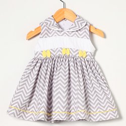 Vestido Bebê Branco com Cinza Vestido Bebê Branco com Cinza