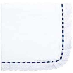 Manta de Bebê Azul Marinho Malha Bordado Inglês Manta de Bebê Azul Marinho Malha Bordado Inglês