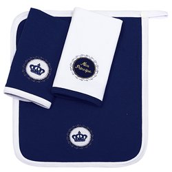 Toalha de Boca Coroa Azul Marinho Kit 3 Peças Cotton Fio Egípcio Toalha de Boca Coroa Azul Marinho Kit 3 Peças Cotton Fio Egípcio