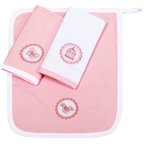 Toalha de Boca Borboleta Rosa Kit 3 Peças Cotton Fio Egípcio