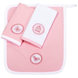 Toalha de Boca Borboleta Rosa Kit 3 Peças Cotton Fio Egípcio Toalha de Boca Borboleta Rosa Kit 3 Peças Cotton Fio Egípcio