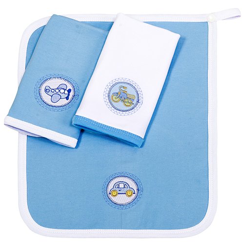 Toalha de Boca Carrinho Azul Kit 3 Peças Cotton Fio Egípcio