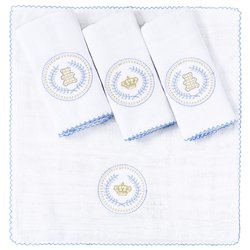 Fralda de Boca Coroa Azul Kit 4 Peças 100% Algodão Fralda de Boca Coroa Azul Kit 4 Peças 100% Algodão