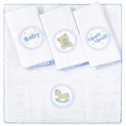 Fralda de Boca Baby Azul Kit 4 Peças 100% Algodão Fralda de Boca Baby Azul Kit 4 Peças 100% Algodão