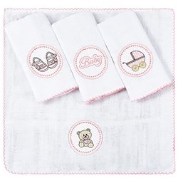 Fralda de Boca Baby Rosa Kit 4 Peças 100% Algodão Fralda de Boca Baby Rosa Kit 4 Peças 100% Algodão