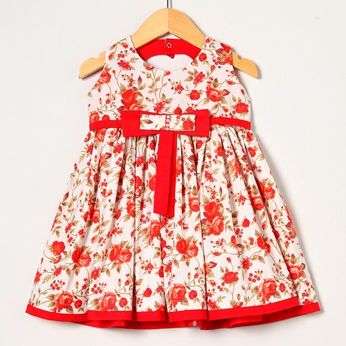 Vestido Infantil Laço Floral Vermelho