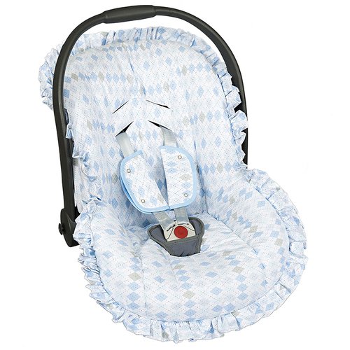 Capa Bebê Conforto Geométrico Azul 3 Peças