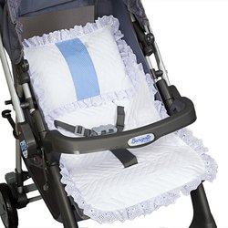 Capa de Carrinho + Apoio de Bebê Poá Azul 100% Algodão Capa de Carrinho + Apoio de Bebê Poá Azul 100% Algodão