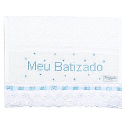 Toalha de Boca de Bebê Meu Batizado Azul 100% Algodão Toalha de Boca de Bebê Meu Batizado Azul 100% Algodão