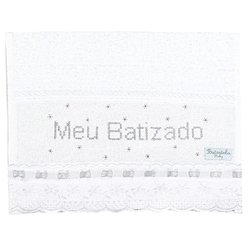 Toalha de Boca de Bebê Meu Batizado Branco 100% Algodão Toalha de Boca de Bebê Meu Batizado Branco 100% Algodão