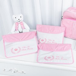 Saquinho Maternidade Xadrez Rosa Kit 3 Peças Saquinho Maternidade Xadrez Rosa Kit 3 Peças