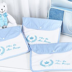 Saquinho Maternidade Xadrez Azul Kit 3 Peças Saquinho Maternidade Xadrez Azul Kit 3 Peças