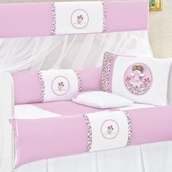 Kit Berço Boneca Júlia Rosa 100% Algodão 8 Peças Kit Berço Boneca Júlia Rosa 100% Algodão 8 Peças