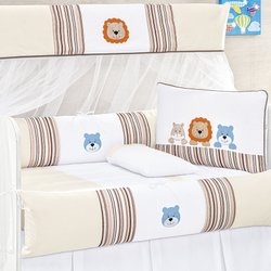 Kit Berço Bichos Baby Palha 100% Algodão 8 Peças Kit Berço Bichos Baby Palha 100% Algodão 8 Peças