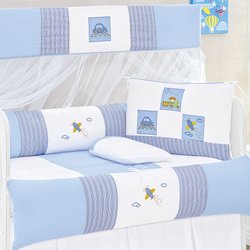 Kit Berço Transporte Baby Azul 100% Algodão 8 Peças Kit Berço Transporte Baby Azul 100% Algodão 8 Peças