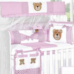 Kit Berço Soninho Rosa 100% Algodão 8 Peças Kit Berço Soninho Rosa 100% Algodão 8 Peças