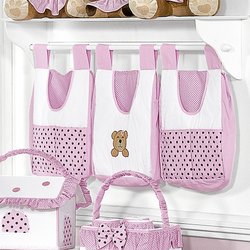 Porta Fraldas Varão Soninho Rosa 100% Algodão 3 Peças Porta Fraldas Varão Soninho Rosa 100% Algodão 3 Peças