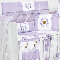 Kit Berço Ursa Sapeca Lilás 100% Algodão 8 Peças Kit Berço Ursa Sapeca Lilás 100% Algodão 8 Peças