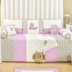 Kit Cama Babá Coruja Carinhosa Rosa 7 Peças Kit Cama Babá Coruja Carinhosa Rosa 7 Peças