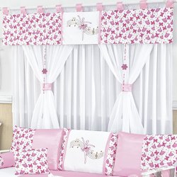 Cortina Quarto de Bebê Balé Musical Rosa Cortina Quarto de Bebê Balé Musical Rosa
