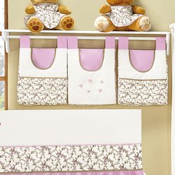 Porta Fraldas Varão Coruja Carinhosa Rosa 100% Algodão 3 Peças Porta Fraldas Varão Coruja Carinhosa Rosa 100% Algodão 3 Peças