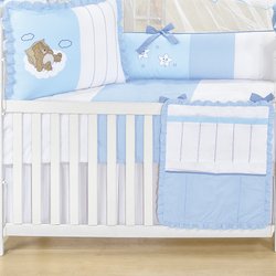 Saia de Berço Urso Soneca Azul 100% Algodão Saia de Berço Urso Soneca Azul 100% Algodão
