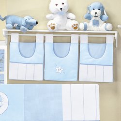 Porta Fraldas Varão Urso Soneca Azul 100% Algodão 3 Peças Porta Fraldas Varão Urso Soneca Azul 100% Algodão 3 Peças