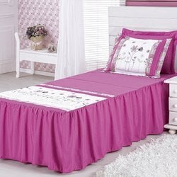 Colcha Solteiro Flores Pink Kit 2 Peças Colcha Solteiro Flores Pink Kit 2 Peças