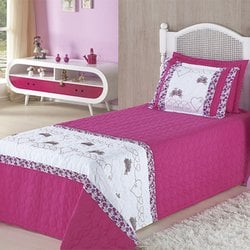Cobre Leito Solteiro Flor Pink Kit 2 Peças Cobre Leito Solteiro Flor Pink Kit 2 Peças