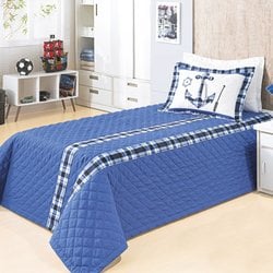Cobre Leito Solteiro Âncora Azul Kit 2 Peças Cobre Leito Solteiro Âncora Azul Kit 2 Peças
