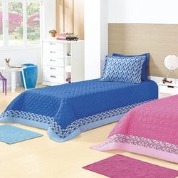 Cobre Leito Solteiro Xadrez Azul Kit 2 Peças Cobre Leito Solteiro Xadrez Azul Kit 2 Peças