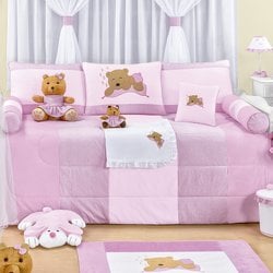 Kit Cama Babá Urso Rosa 7 Peças Kit Cama Babá Urso Rosa 7 Peças