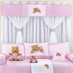 Cortina Quarto de Bebê Urso Rosa Cortina Quarto de Bebê Urso Rosa