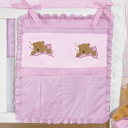 Porta Objetos Bebê Urso Rosa 100% Algodão Porta Objetos Bebê Urso Rosa 100% Algodão